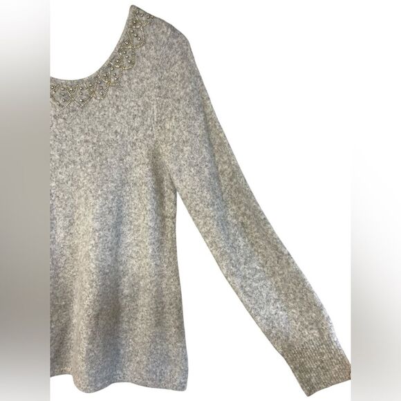 Soft Surroundings Gray Sweater with Silver Beading Size Medium - Picture 4 of 7